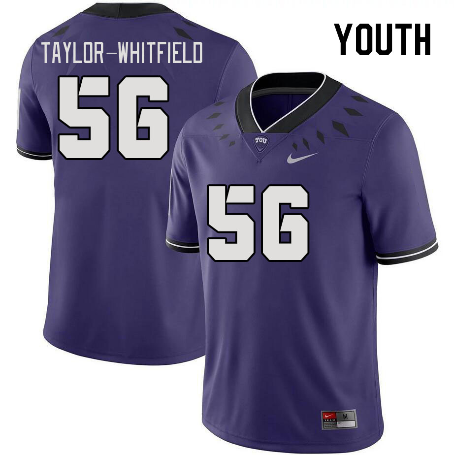 Youth #56 Ben Taylor-Whitfield TCU Horned Frogs 2023 College Footbal Jerseys Stitched-Purple - Click Image to Close
